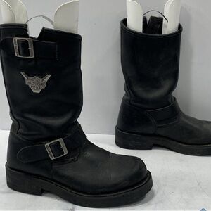 Harley-Davidson Black Leather Men's “Jason” Steel Toe Engineer Boots w/Buckles
